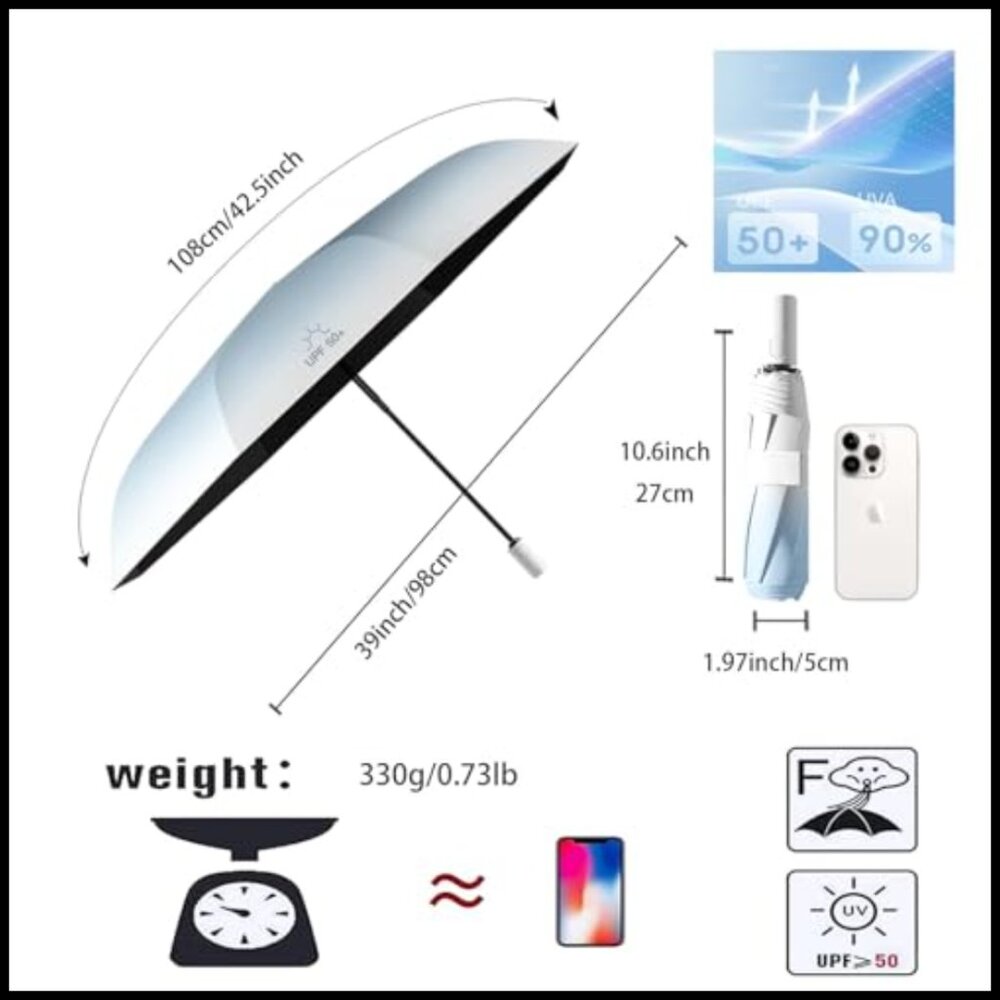 Automatic Folding Umbrella Gradient Sun Rain Prot… - image 2